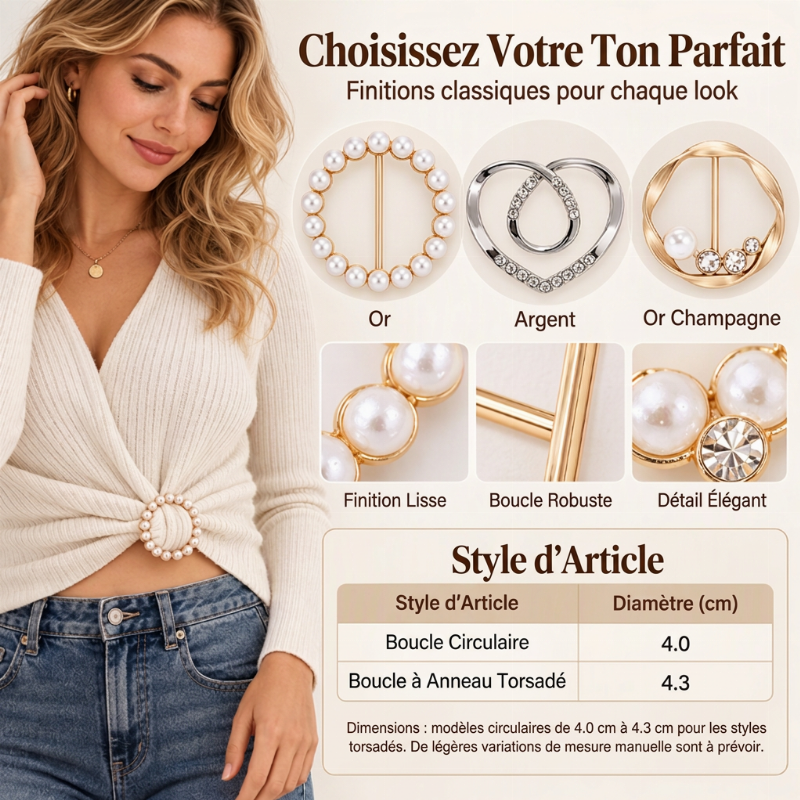 Boucle d'angle élégante en métal pour chemise