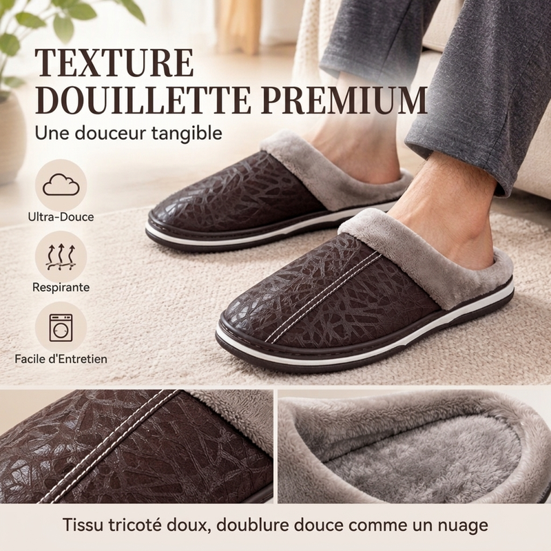 Chaussons d'hiver imperméables pour homme avec doublure en peluche