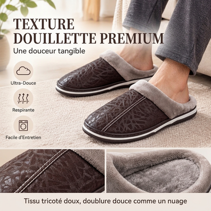 Chaussons d'hiver imperméables pour homme avec doublure en peluche