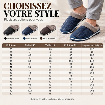 Chaussons d'hiver imperméables pour homme avec doublure en peluche