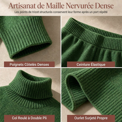 Ensemble Deux Pièces Pull Ample à Col Roulé et Pantalon en Maille pour Femme, Tenue Décontractée, Chaude et Épaisse pour Automne et Hiver