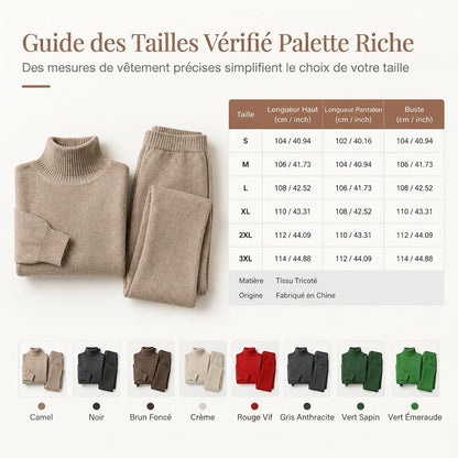 Ensemble Deux Pièces Pull Ample à Col Roulé et Pantalon en Maille pour Femme, Tenue Décontractée, Chaude et Épaisse pour Automne et Hiver