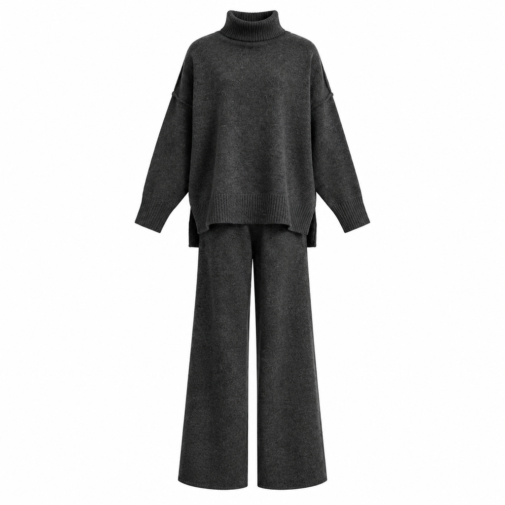 Ensemble Deux Pièces Pull Ample à Col Roulé et Pantalon en Maille pour Femme, Tenue Décontractée, Chaude et Épaisse pour Automne et Hiver