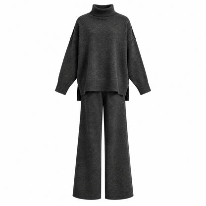 Ensemble Deux Pièces Pull Ample à Col Roulé et Pantalon en Maille pour Femme, Tenue Décontractée, Chaude et Épaisse pour Automne et Hiver