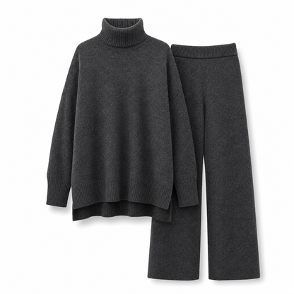 Ensemble Deux Pièces Pull Ample à Col Roulé et Pantalon en Maille pour Femme, Tenue Décontractée, Chaude et Épaisse pour Automne et Hiver