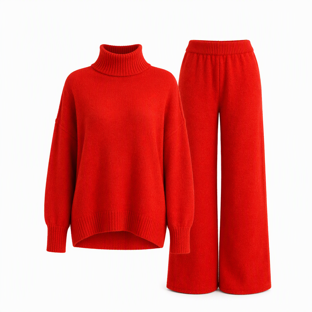 Ensemble Deux Pièces Pull Ample à Col Roulé et Pantalon en Maille pour Femme, Tenue Décontractée, Chaude et Épaisse pour Automne et Hiver