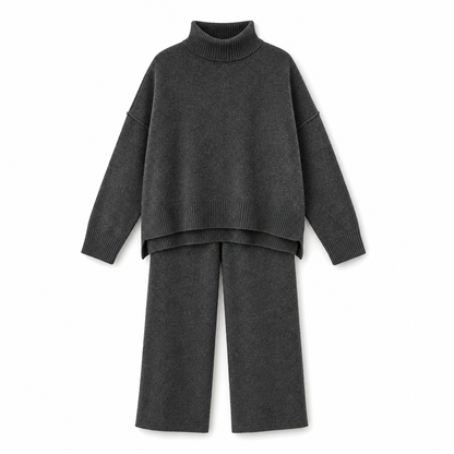 Ensemble Deux Pièces Pull Ample à Col Roulé et Pantalon en Maille pour Femme, Tenue Décontractée, Chaude et Épaisse pour Automne et Hiver