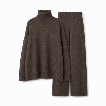 Ensemble Deux Pièces Pull Ample à Col Roulé et Pantalon en Maille pour Femme, Tenue Décontractée, Chaude et Épaisse pour Automne et Hiver