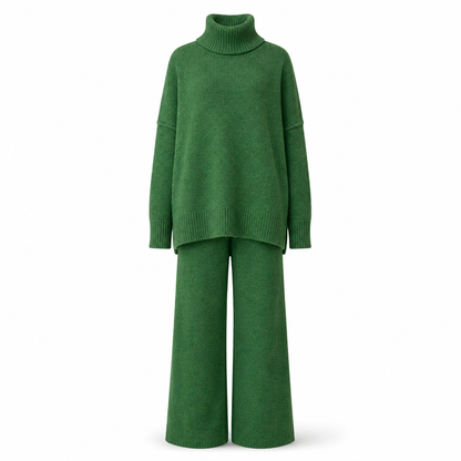 Ensemble Deux Pièces Pull Ample à Col Roulé et Pantalon en Maille pour Femme, Tenue Décontractée, Chaude et Épaisse pour Automne et Hiver