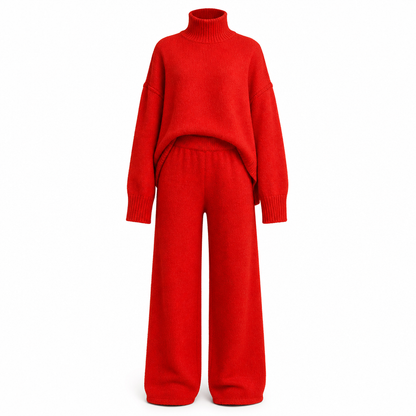 Ensemble Deux Pièces Pull Ample à Col Roulé et Pantalon en Maille pour Femme, Tenue Décontractée, Chaude et Épaisse pour Automne et Hiver