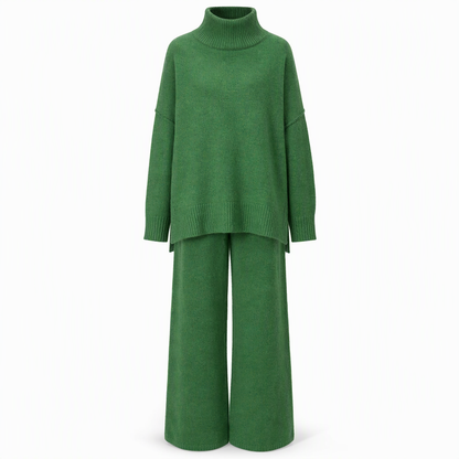Ensemble Deux Pièces Pull Ample à Col Roulé et Pantalon en Maille pour Femme, Tenue Décontractée, Chaude et Épaisse pour Automne et Hiver