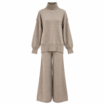 Ensemble Deux Pièces Pull Ample à Col Roulé et Pantalon en Maille pour Femme, Tenue Décontractée, Chaude et Épaisse pour Automne et Hiver