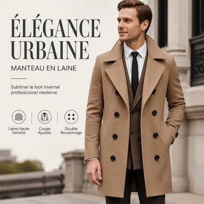 Manteau long classique double-breasted pour homme