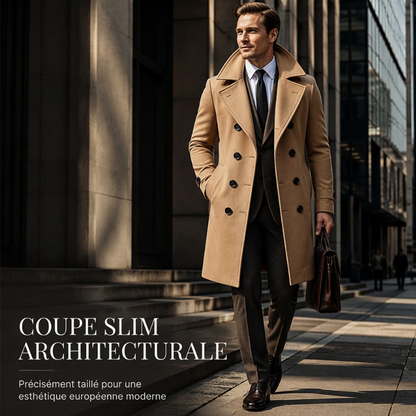 Manteau long classique double-breasted pour homme