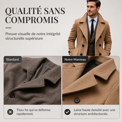 Manteau long classique double-breasted pour homme