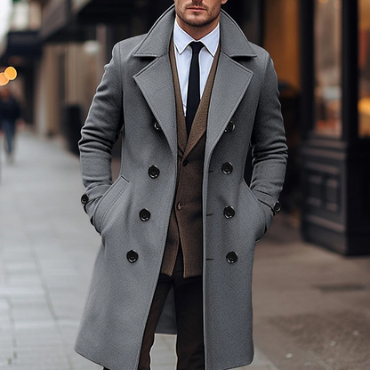 Manteau long classique double-breasted pour homme