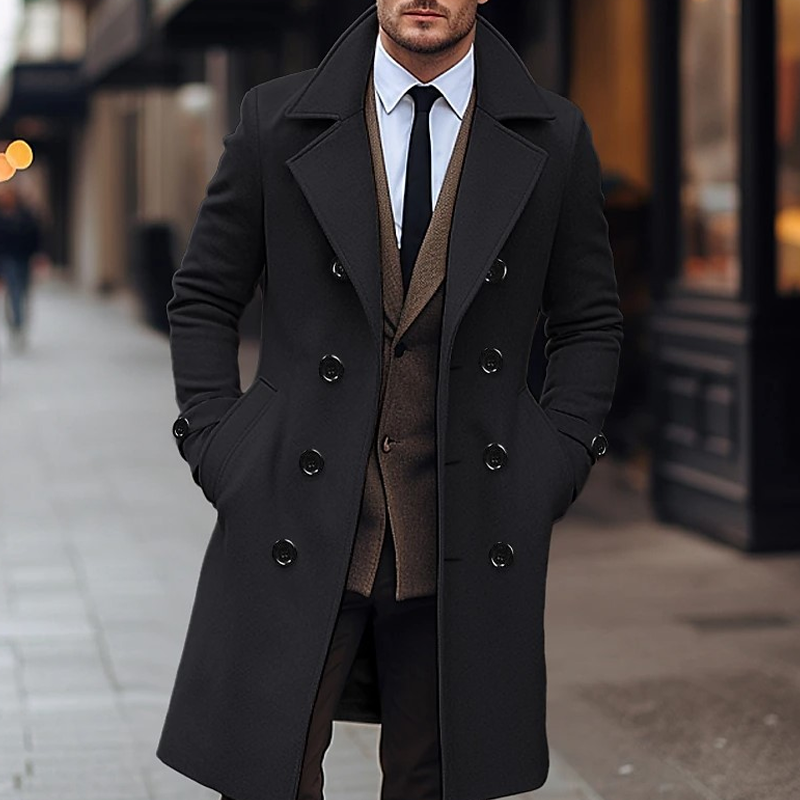 Manteau long classique double-breasted pour homme