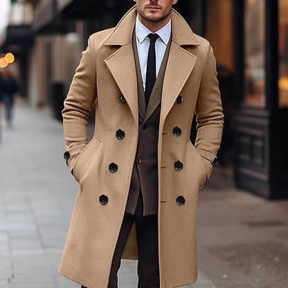 Manteau long classique double-breasted pour homme