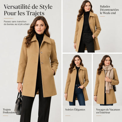 Manteau trench écossais mi-long élégant pour femme, polyvalent pour l'automne et l'hiver