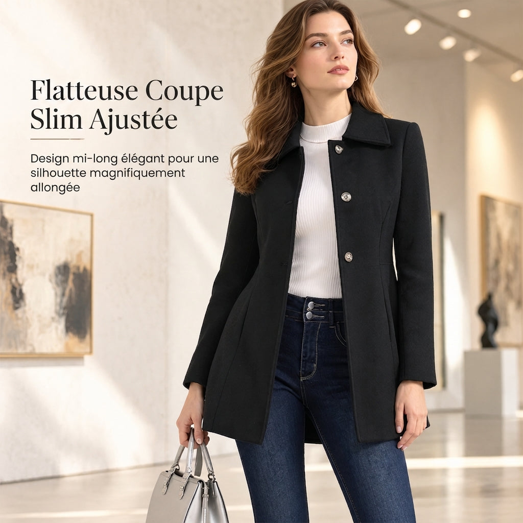 Manteau trench écossais mi-long élégant pour femme, polyvalent pour l'automne et l'hiver