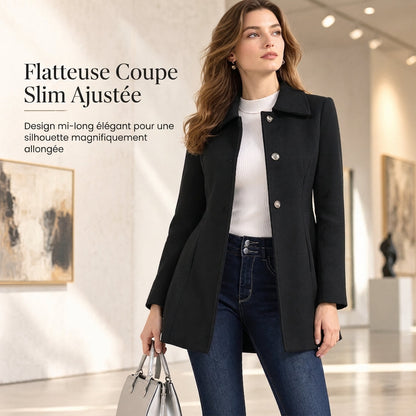 Manteau trench écossais mi-long élégant pour femme, polyvalent pour l'automne et l'hiver