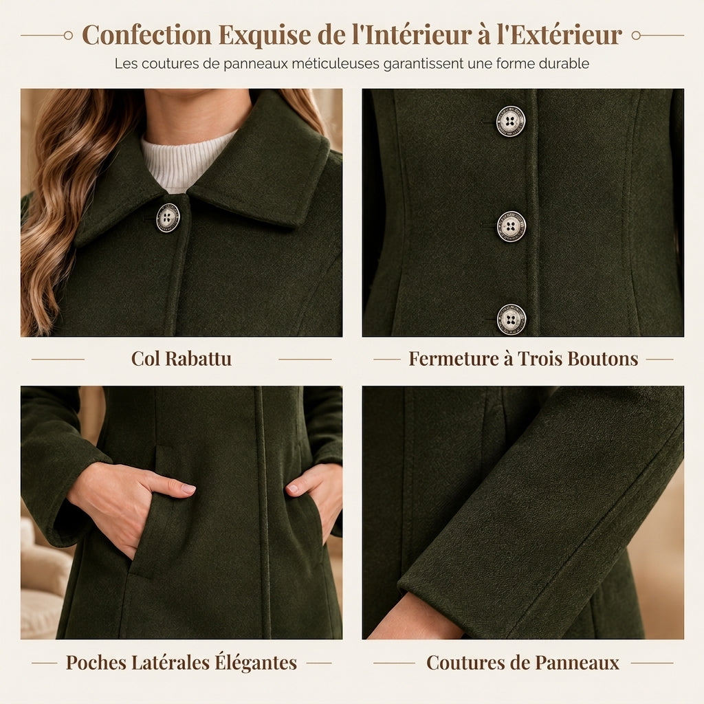 Manteau trench écossais mi-long élégant pour femme, polyvalent pour l'automne et l'hiver