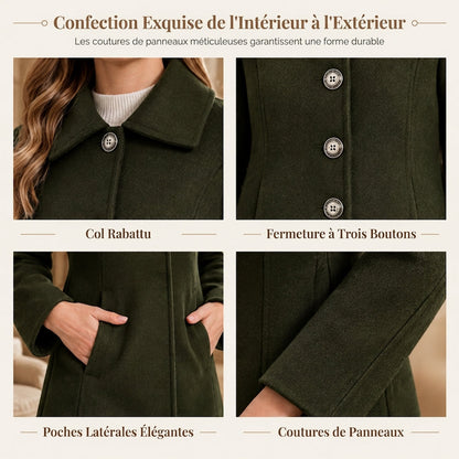 Manteau trench écossais mi-long élégant pour femme, polyvalent pour l'automne et l'hiver