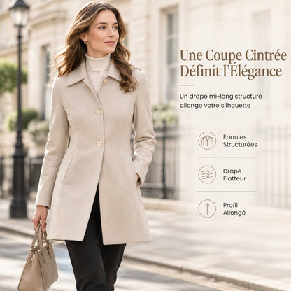 Manteau trench écossais mi-long élégant pour femme, polyvalent pour l'automne et l'hiver
