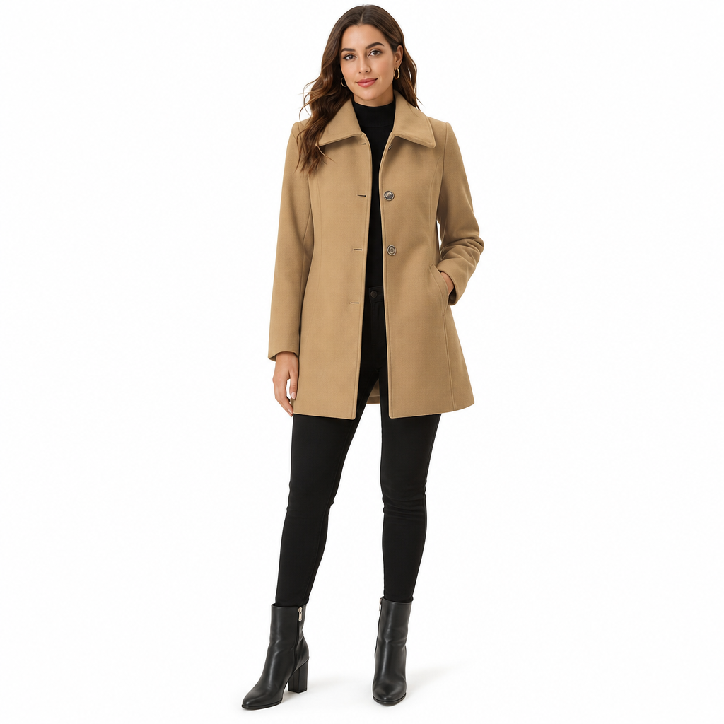 Manteau trench écossais mi-long élégant pour femme, polyvalent pour l'automne et l'hiver