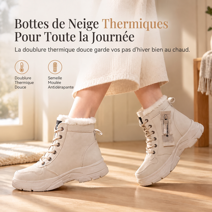 Bottes de neige d'hiver pour femmes, doublure en peluche chaude, bottes cheville à semelle épaisse
