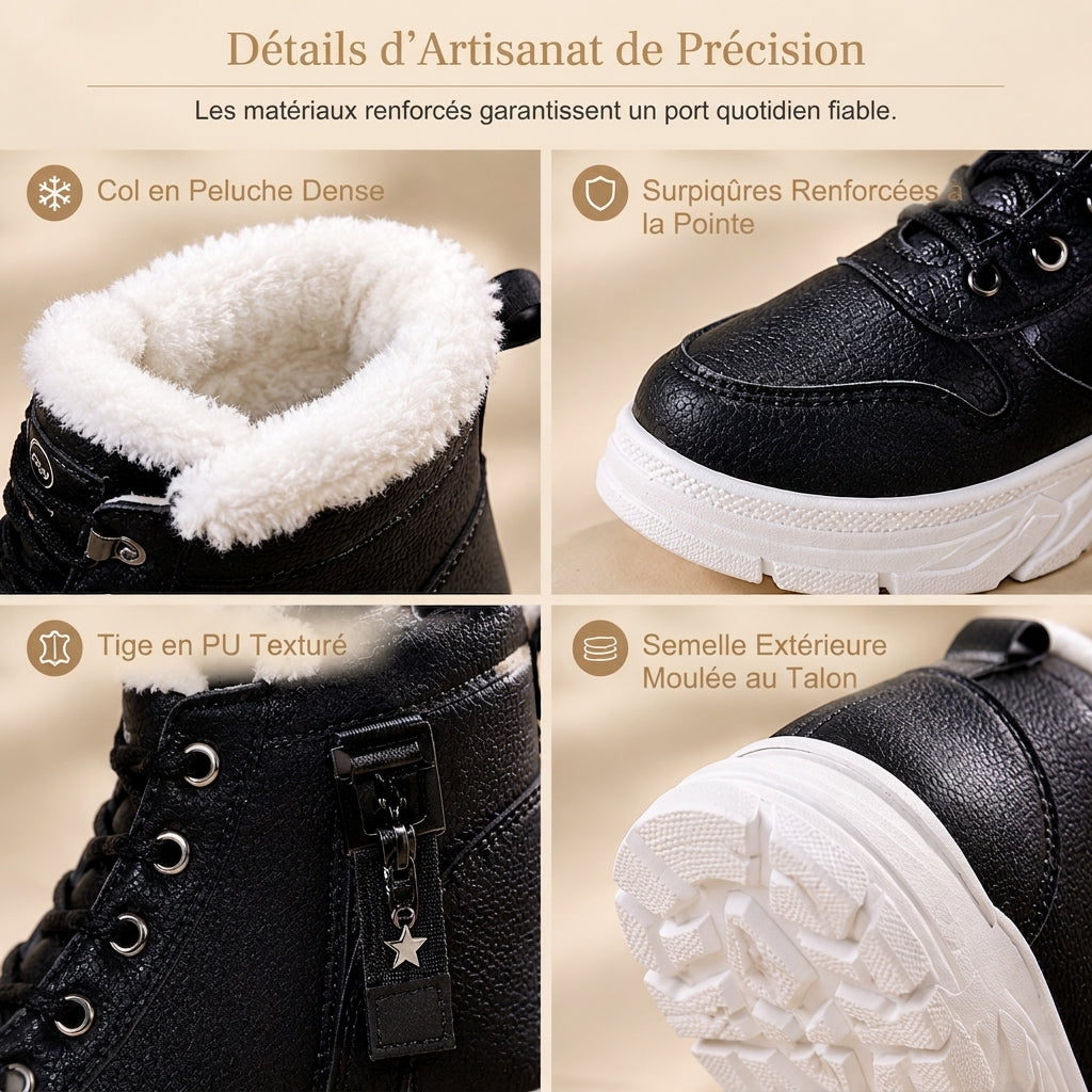 Bottes de neige d'hiver pour femmes, doublure en peluche chaude, bottes cheville à semelle épaisse