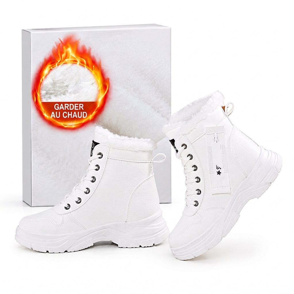 Bottes de neige d'hiver pour femmes, doublure en peluche chaude, bottes cheville à semelle épaisse
