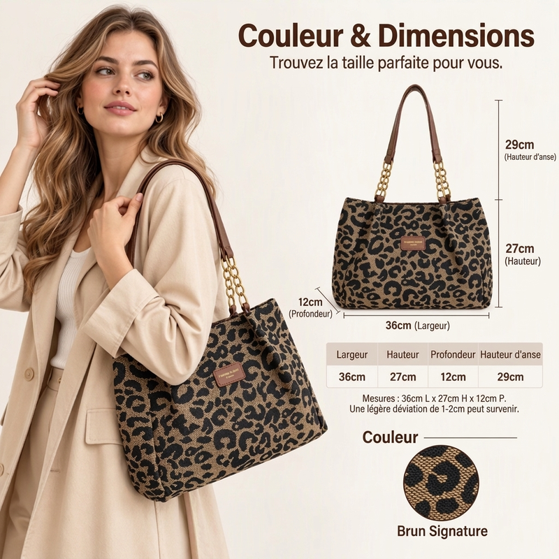 🎁Nouveautés💥Dernier jour de soldes -50 %💥Grand cabas à imprimé léopard