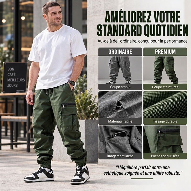 ✨ Pantalon cargo décontracté à plusieurs poches pour homme : facile à porter au quotidien 👖