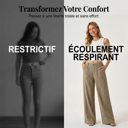 ✨ Pantalon femme larges jambes décontracté — taille élastique, poches profondes 👖