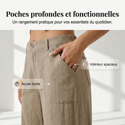 ✨ Pantalon femme larges jambes décontracté — taille élastique, poches profondes 👖