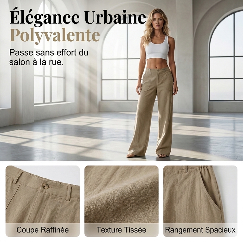 ✨ Pantalon femme larges jambes décontracté — taille élastique, poches profondes 👖