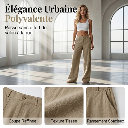 ✨ Pantalon femme larges jambes décontracté — taille élastique, poches profondes 👖