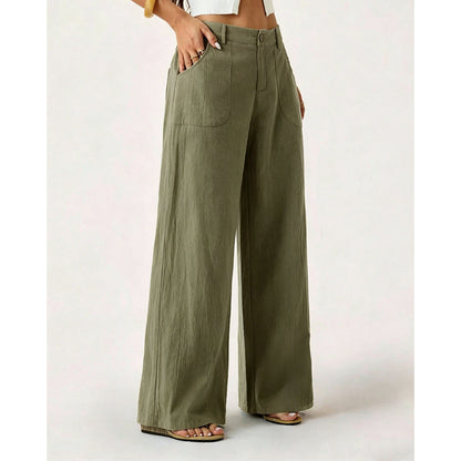 ✨ Pantalon femme larges jambes décontracté — taille élastique, poches profondes 👖