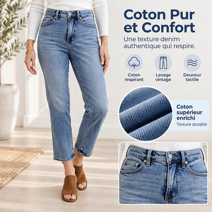 ✨ Jeans femme taille haute, coupe courte et droite : facile à porter au quotidien 👖