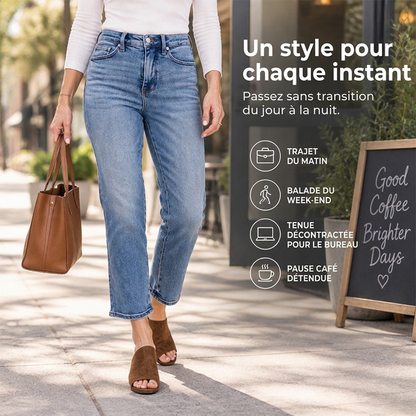 ✨ Jeans femme taille haute, coupe courte et droite : facile à porter au quotidien 👖