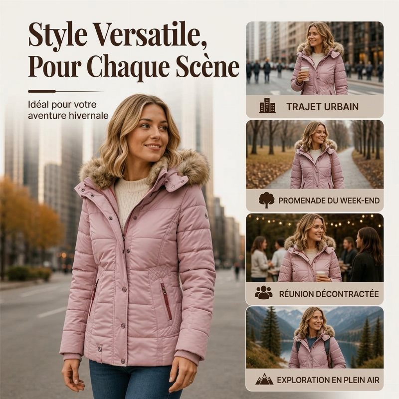 ✨ Veste matelassée à capuche pour femme, coupe ajustée : facile à porter au quotidien 🧥