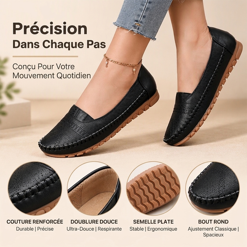 Chaussures plates femme à enfiler, respirantes