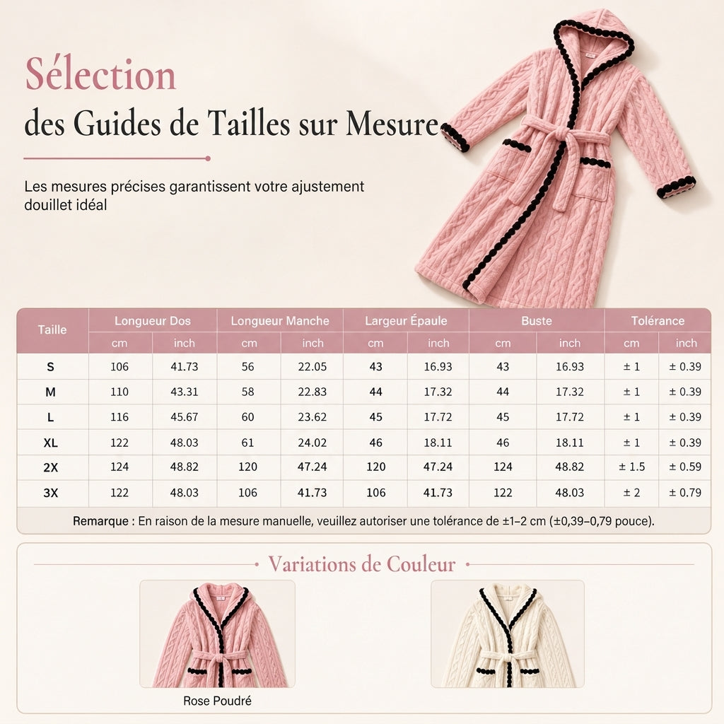 Peignoir en peluche tricoté manches longues épais