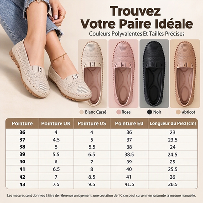 Chaussures plates femme à enfiler, respirantes
