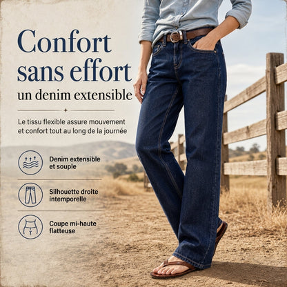 Jeans en denim étirables à jambe droite classique pour femmes