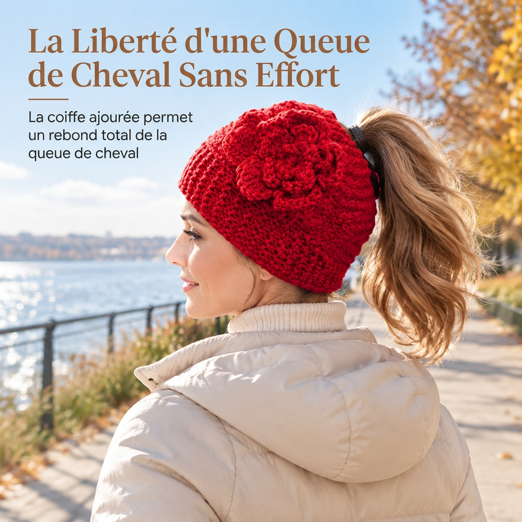 Bandeau Tricoté d'Hiver Chaud pour Femme, Protège-Oreilles Large à Motifs Floraux, Accessoire Cheveux