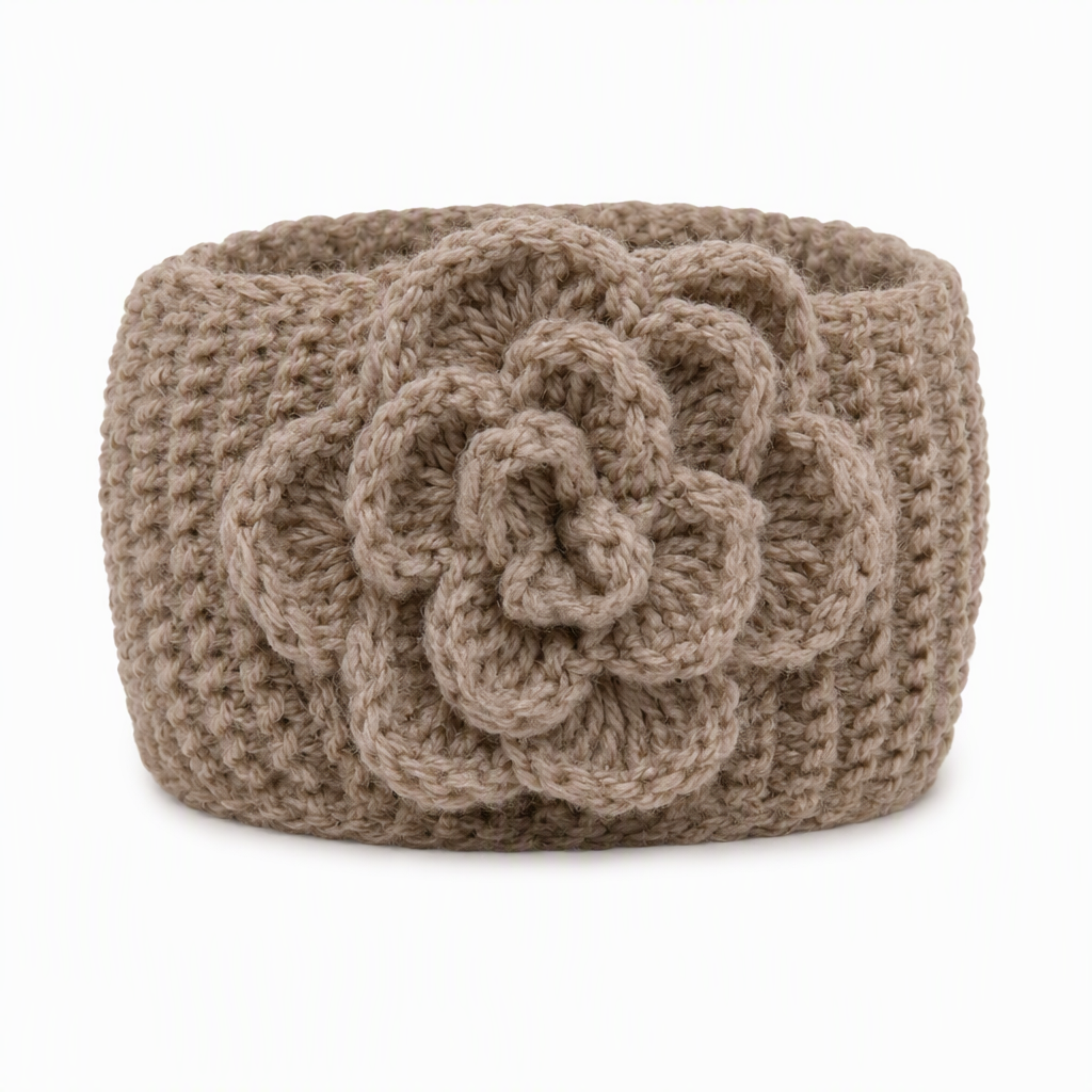 Bandeau Tricoté d'Hiver Chaud pour Femme, Protège-Oreilles Large à Motifs Floraux, Accessoire Cheveux