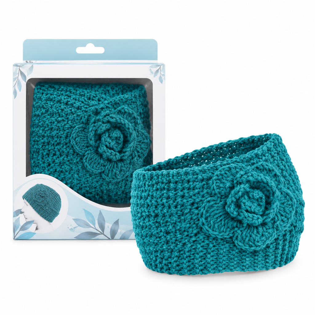 Bandeau Tricoté d'Hiver Chaud pour Femme, Protège-Oreilles Large à Motifs Floraux, Accessoire Cheveux
