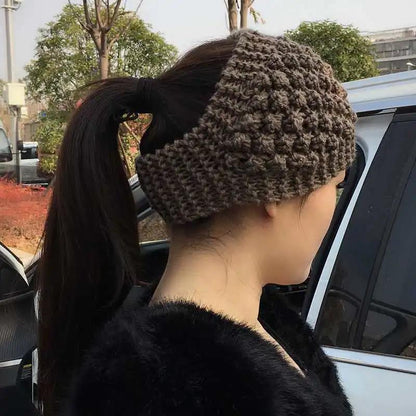 Bandeau Tricoté d'Hiver Chaud pour Femme, Protège-Oreilles Large à Motifs Floraux, Accessoire Cheveux